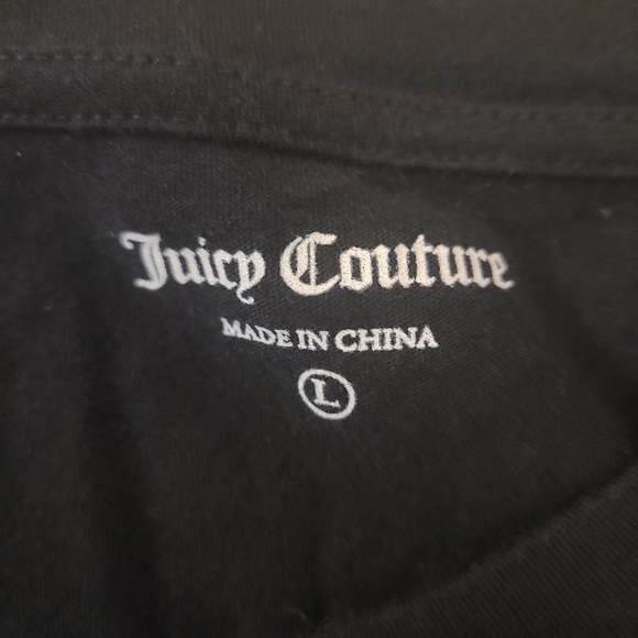 Juicy Couture Womens Black Rhinestone “JUICY” Logo Tee, Size Large - Picture 4 of 7